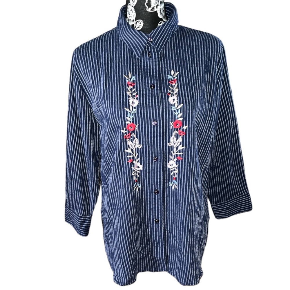 Vintage Allison Daley Embroidered Button Down Shirt Size 16